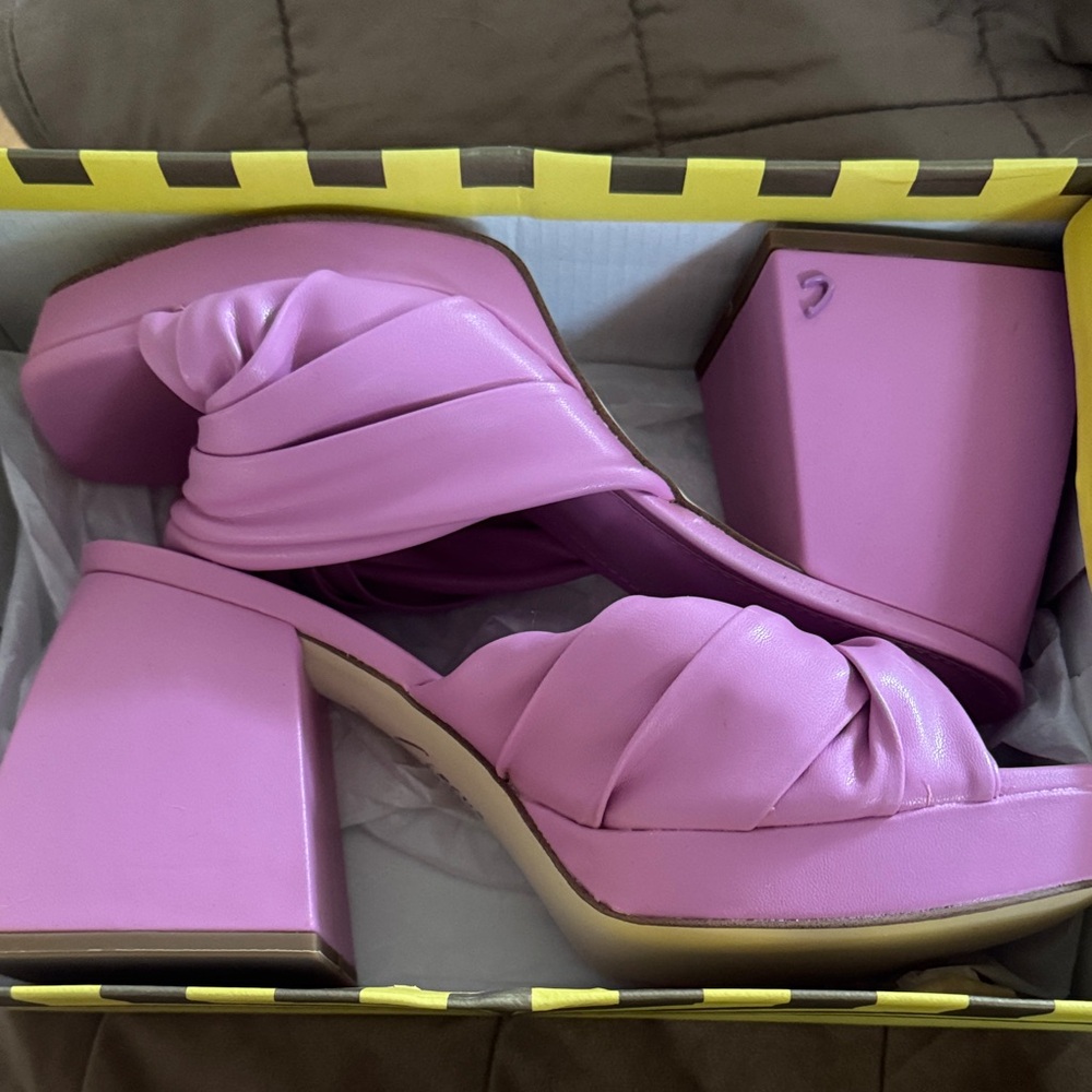 Pink Block Heel Sandals